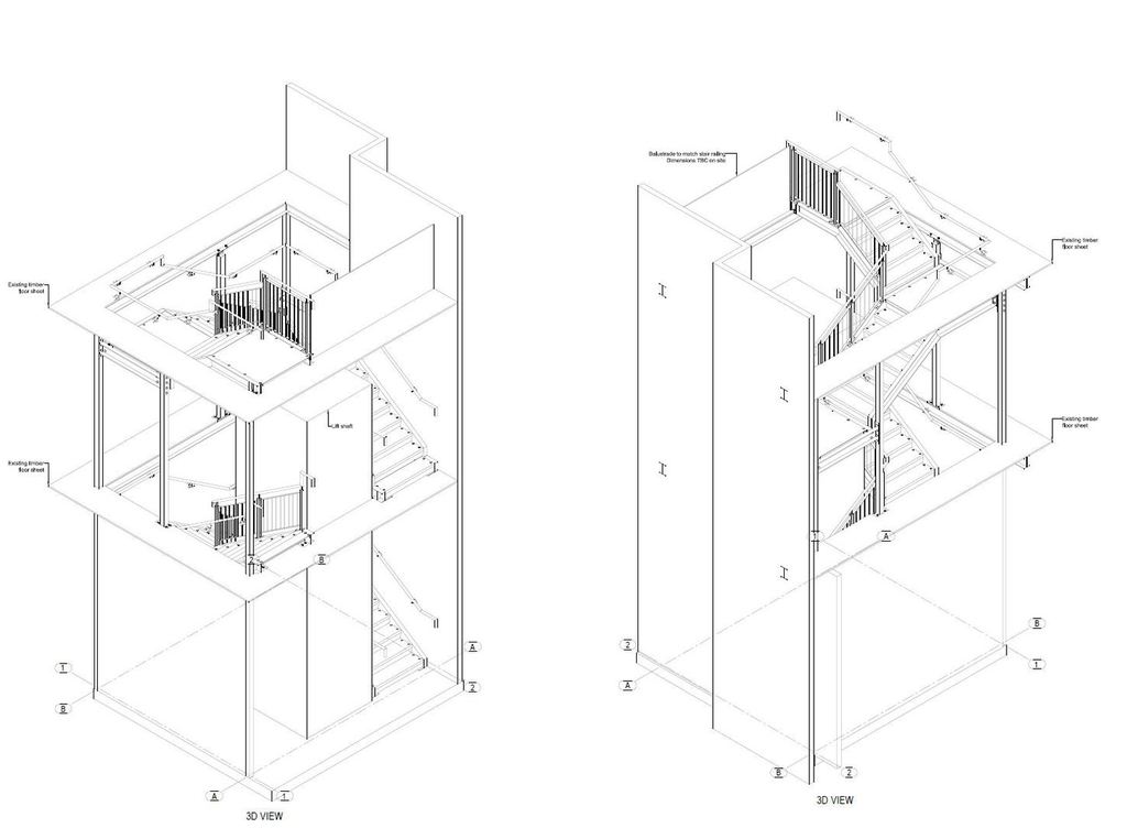 Architectural Stairs, railings & balcony drawings